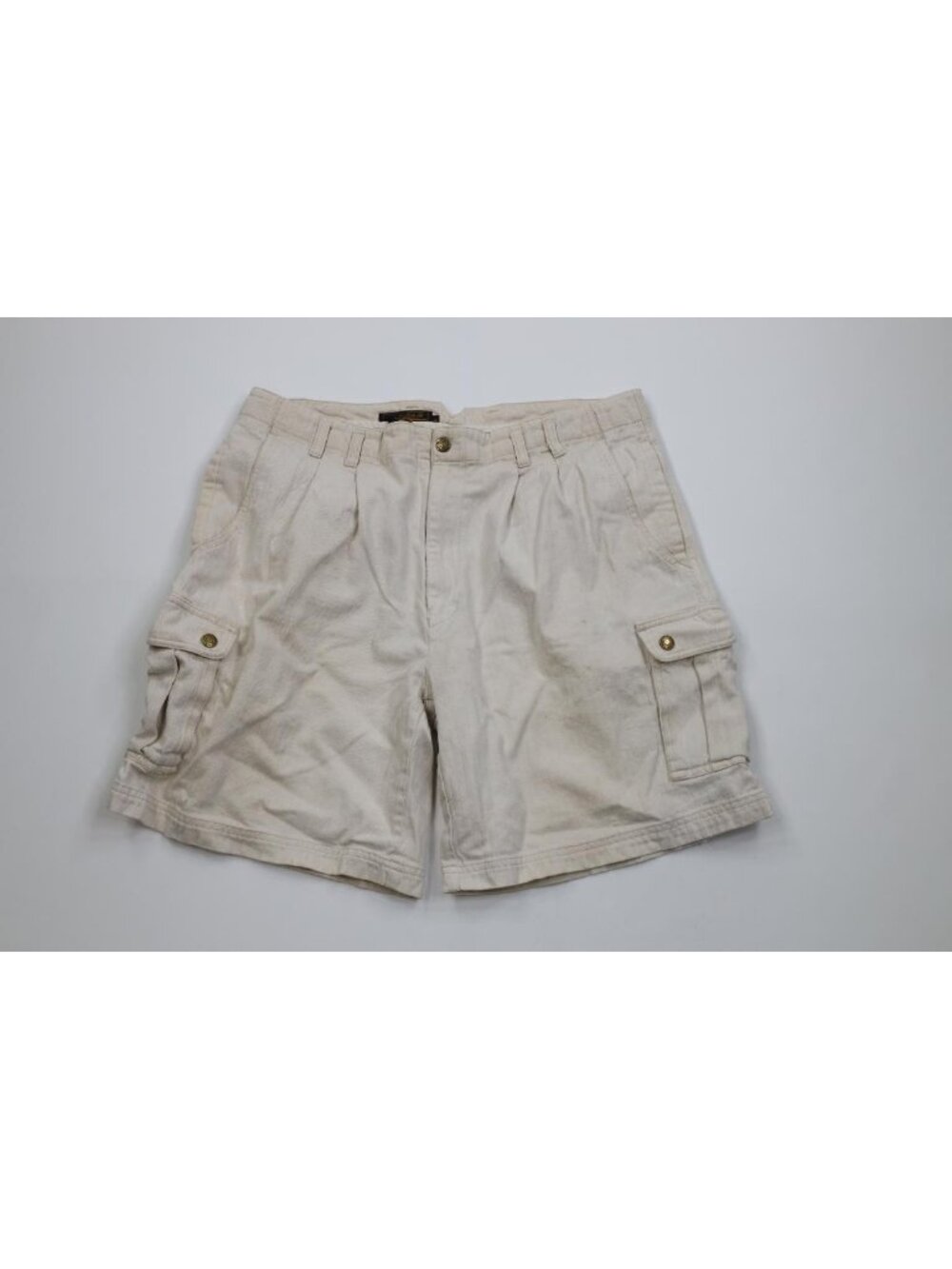 Vintage 90s Eddie Bauer Mens 36 Thrashed Herringbone Twill HBT Cargo Shorts